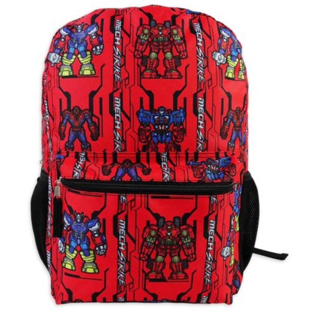Marvel Avengers Mech Strike Backpack 17" Red All-Over Print Boys School Bag New